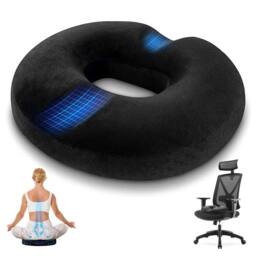 VOGREX Orthopedic Memory Foam Donut Cushion Tailbone Pain Relief UK in Black - thumbnail 2