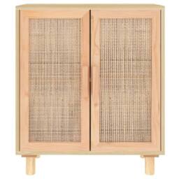 Berkfield Home Sideboard Brown 60x30x70 cm Solid Wood Pine & Natural Rattan - Size: 60 x 30 x 70 cm - thumbnail 4