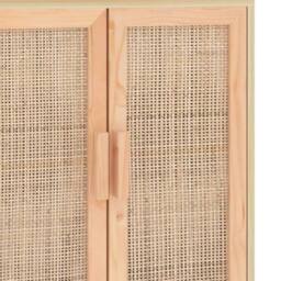 Berkfield Home Sideboard Brown 60x30x70 cm Solid Wood Pine & Natural Rattan - Size: 60 x 30 x 70 cm - thumbnail 7