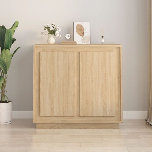 Berkfield Home Sideboard Sonoma Oak 80x34x75 cm Engineered Wood in Brown - Size: 80 x 34 x 75 cm - image 1