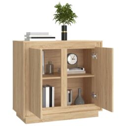 Berkfield Home Sideboard Sonoma Oak 80x34x75 cm Engineered Wood in Brown - Size: 80 x 34 x 75 cm - thumbnail 4
