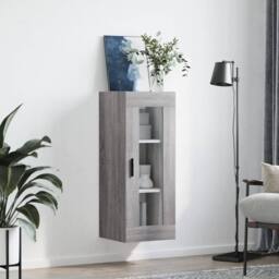 Berkfield Home Wall Mounted Cabinet Grey Sonoma 34.5x34x90 cm - thumbnail 3