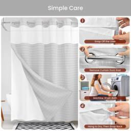 DRIFTED ROOT Grey No-Hook Jacquard Curtain with Snap Liner Magnets & Window - thumbnail 7