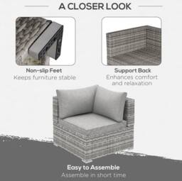 STILVORA Corner Sofa Chair with Cushions in Grey - thumbnail 6