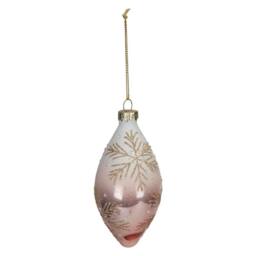 VFM e-Store Christmas Hanging Bauble Decoration 14cm x 7cm Cream X 1 - Size: 14 cm x 7 cm