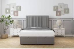 "Comfort Beds The Foxy Dumfries Ottoman Bed Set With 54"" Floor Standing Headboard in Light Grey - Size: Small Single" - thumbnail 1