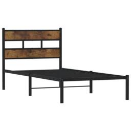Berkfield Home Metal Bed Frame without Mattress Smoked Oak 90x190 cm Single in Brown - thumbnail 3