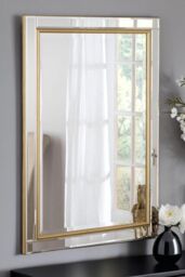 Yearn Mirrors Brass framed bevelled mirror 90.5x65cm in Gold - Size: 90.5x65 cm