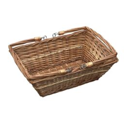 Red Hamper Wicker Rectangular Market Shopping Basket in Brown