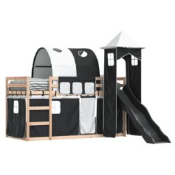 Berkfield Home Bunk Bed without Mattress with Slide White & Black 90x190 cm Single - thumbnail 4