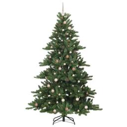 Berkfield Home Artificial Hinged Christmas Tree with 300 LEDs 240 cm PVC in Green - thumbnail 4