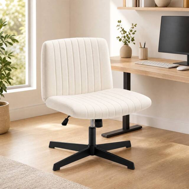 STILVORA Swivel Office Chair with Tilt & Height Adjustment, Cream - image 1