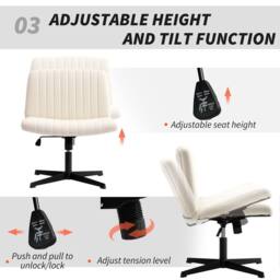 STILVORA Swivel Office Chair with Tilt & Height Adjustment, Cream - thumbnail 8