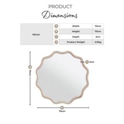 FurnitureboxUK Damaris Wood Medium 70x70cm Wavy Round Wall Mirror in Brown - Size: 70x70 cm - thumbnail 9