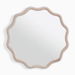 FurnitureboxUK Damaris Wood Medium 70x70cm Wavy Round Wall Mirror in Brown - Size: 70x70 cm - thumbnail 3