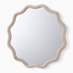 FurnitureboxUK Damaris Wood Medium 70x70cm Wavy Round Wall Mirror in Brown - Size: 70x70 cm - thumbnail 4