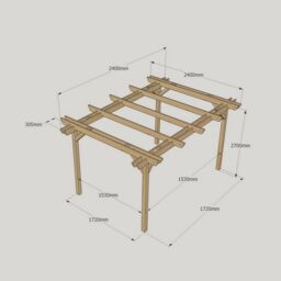 Rutland County Garden Furniture Ltd Double Garden Pergola - Wood - L240 x W240 x H270 cm - Light Green - thumbnail 5