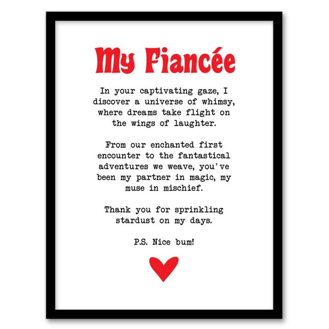 "Artery8 Love Poem Whimsy Magic Fiancée Romantic Poetry Framed Art Print in White - Size: W12"" x H16""" - image 1
