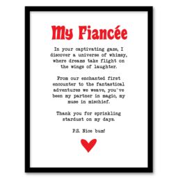 "Artery8 Love Poem Whimsy Magic Fiancée Romantic Poetry Framed Art Print in White - Size: W12"" x H16""" - thumbnail 1