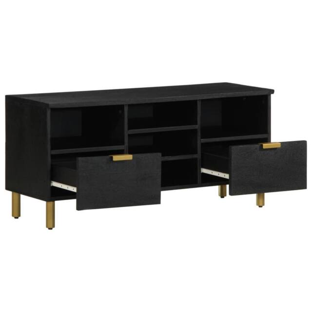 Berkfield Home TV Cabinet Black 100x33x46 cm Engineered Wood - Size: 100 x 33 x 46 cm - image 1