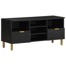 Berkfield Home TV Cabinet Black 100x33x46 cm Engineered Wood - Size: 100 x 33 x 46 cm - thumbnail 2