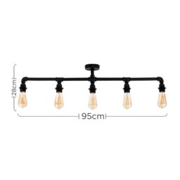 ValueLights Luiggi 5 Way Black Ceiling Bar Light - thumbnail 6