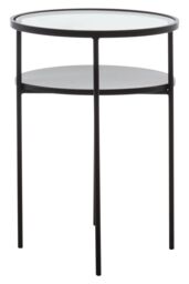 Orsina Layered Round Side Table, Metal & Glass Top Side Table, Black Side Table, Contemporary Settee Side Table - thumbnail 3