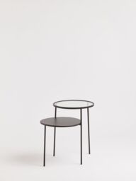 Orsina Layered Round Side Table, Metal & Glass Top Side Table, Black Side Table, Contemporary Settee Side Table - thumbnail 4