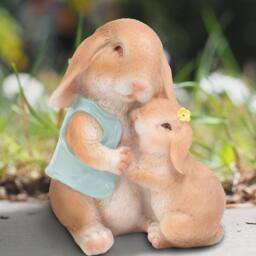 Pelle & Sol Mother & Child Rabbit Statue Garden Ornaments - Resin Garden Decor - thumbnail 2