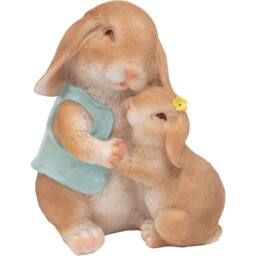 Pelle & Sol Mother & Child Rabbit Statue Garden Ornaments - Resin Garden Decor - thumbnail 1
