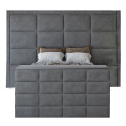 HOB Furniture Block Upholstered Tv Bed Frame, Luxury French Velvet, Grey in Dark Grey - Size: Super King - thumbnail 5