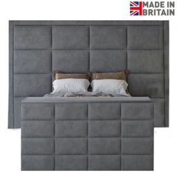 HOB Furniture Block Upholstered Tv Bed Frame, Luxury French Velvet, Grey in Dark Grey - Size: Super King - thumbnail 6