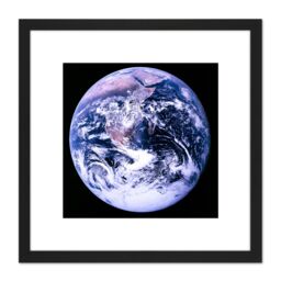 Artery8 Space NASA Earth Apollo 17 Blue Marble Photograph 8X8 Inch Square Wooden Framed Wall Art Print Picture with Mount in Black - thumbnail 1