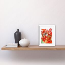 "Artery8 Wall Art Print Woman by Red Temple Garden Kirigami Collage Artwork Framed 9X7 Inch in White - Size: W7"" x H9""" - thumbnail 2