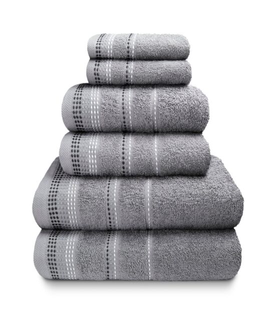 Rapport Home Berkley Pure Cotton Embroidered Super Soft Towel in Silver - image 1