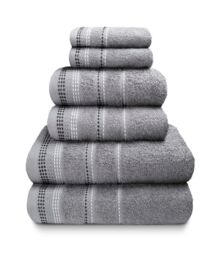 Rapport Home Berkley Pure Cotton Embroidered Super Soft Towel in Silver