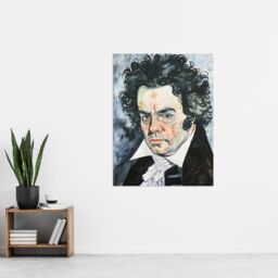 "Artery8 Beethoven Classical Music Composer Portrait Wall Art Print in Black - Size: W12"" x H16""" - thumbnail 4