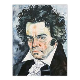 "Artery8 Beethoven Classical Music Composer Portrait Wall Art Print in Black - Size: W12"" x H16""" - thumbnail 1