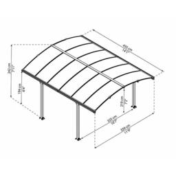 Palram Arcadia Carport 4300 - Polycarbonate - L435 x W359 x H242 cm - Grey - thumbnail 3