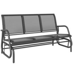 OUTSUNNY 3-Seat Glider Rocking Chair for 3 People Garden Bench Grey - thumbnail 2