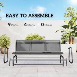 OUTSUNNY 3-Seat Glider Rocking Chair for 3 People Garden Bench Grey - thumbnail 5