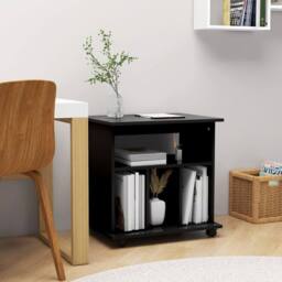 Berkfield Home Rolling Cabinet Black 60x45x60 cm Engineered Wood - Size: 60 x 45 x 60 cm - thumbnail 2
