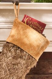 Dibor Set of 4 Traditional Beresford Light Brown Faux Fur Christmas Stocking in White - Size: 4 Pack - thumbnail 2