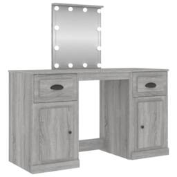 Berkfield Home White Dressing Table with LED Grey Sonoma 130x50x132.5 cm - thumbnail 3