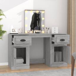 Berkfield Home White Dressing Table with LED Grey Sonoma 130x50x132.5 cm