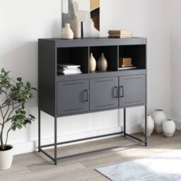 Berkfield Home Sideboard Anthracite 100.5x39x107 cm Steel in Dark Grey - thumbnail 3