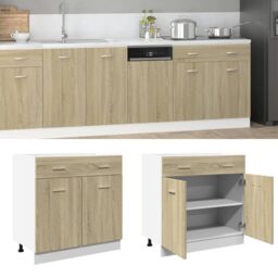 Berkfield Home Drawer Bottom Cabinet Lyon Sonoma Oak 80x46x81.5 cm Engineered Wood in Brown - thumbnail 1
