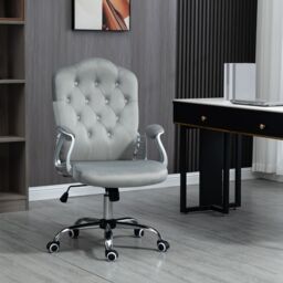 VINSETTO Home Office Chair with Adjustable Height Tilt Function Grey - thumbnail 1