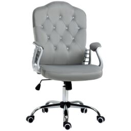 VINSETTO Home Office Chair with Adjustable Height Tilt Function Grey - thumbnail 2