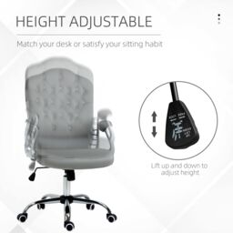 VINSETTO Home Office Chair with Adjustable Height Tilt Function Grey - thumbnail 4